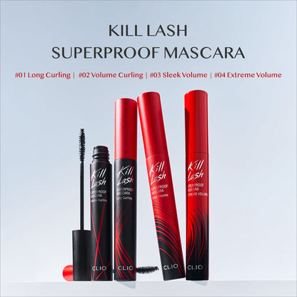CLIO Kill Lash Superproof Mascara | Lengthening, Volumizing, Thick, Waterproof, Smudge Proof, Long Lasting